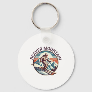 Retro Vintage Beaver Mountain Utah Ski Resort Wint Keychain