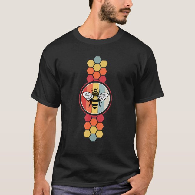 Retro Vintage Bee Honeycomb Beekeeper Beekeeping T-Shirt (Front)