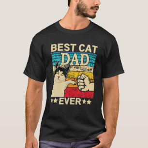 Retro Vintage Best Cat Dad Ever Tee Cat Daddy Fath