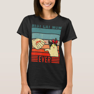 Retro Vintage Best Cat Mom Ever Fist Bump Cat T-Shirt