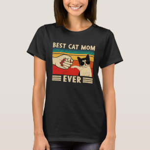 Retro Vintage Best Cat Mom Ever Fist Bump Cat T-Shirt