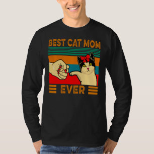Retro Vintage Best Cat Mom Ever Fist Bump T-Shirt