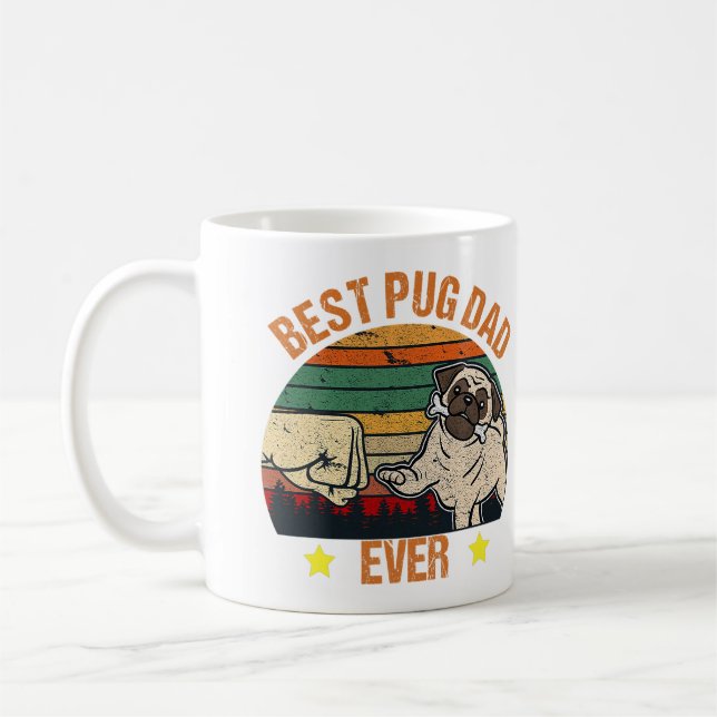 Retro Vintage Best Pug Dad Ever Coffee Mug (Left)