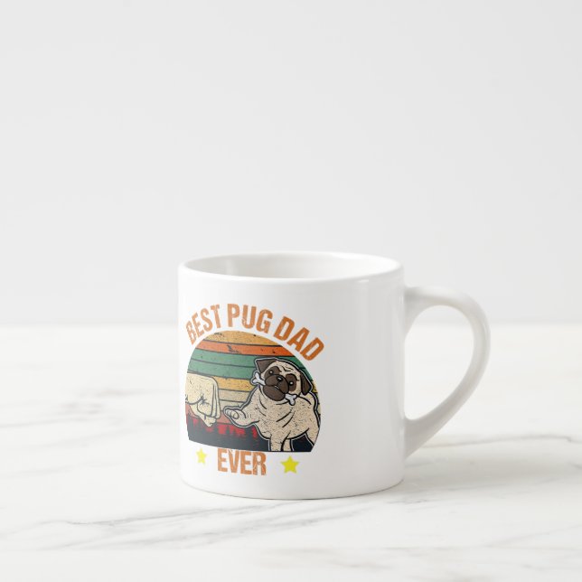 Retro Vintage Best Pug Dad Ever Espresso Cup (Right)
