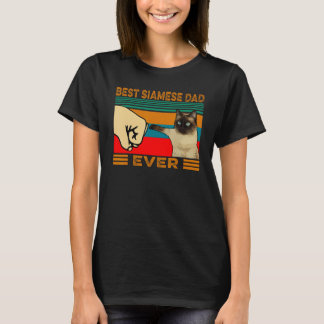 Retro Vintage Best Siamese Cat Dad Ever Fist Bump T-Shirt