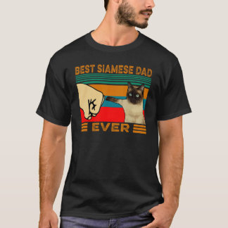 Retro Vintage Best Siamese Cat Dad Ever Fist Bump T-Shirt