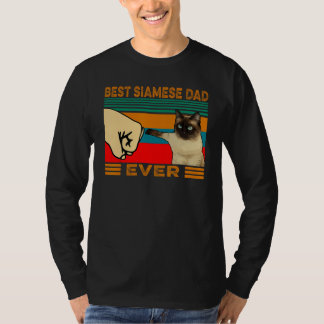 Retro Vintage Best Siamese Cat Dad Ever Fist Bump T-Shirt