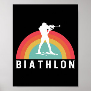 Retro Vintage Biathlon Skiing Shooting Biathlete Poster