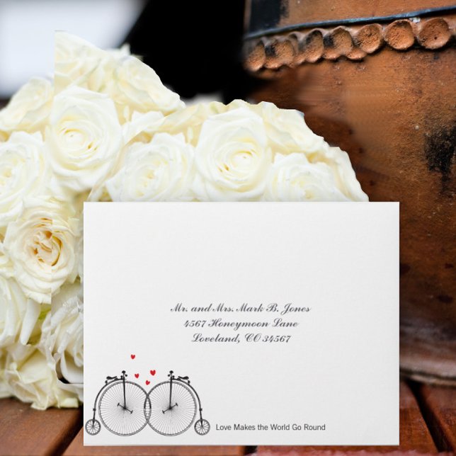 Retro Vintage Bicycle Love Wedding RSVP Envelopes (Creator Uploaded)