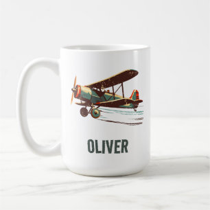 Retro Vintage Biplane Personalized Coffee Mug