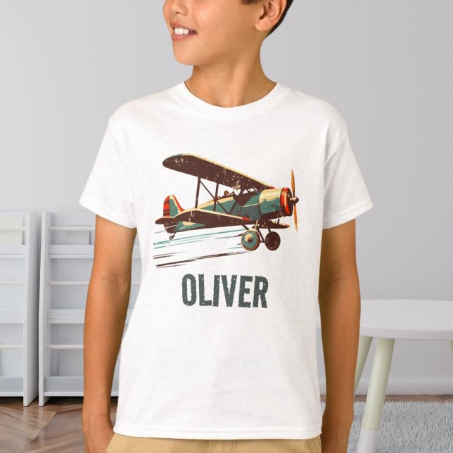 Retro Vintage Biplane Personalized T-Shirt (Creator Uploaded)