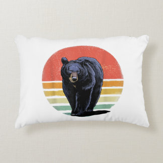 Retro Vintage Black Bear Accent Pillow