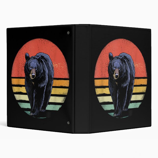 Retro Vintage Black Bear Binder (Background)