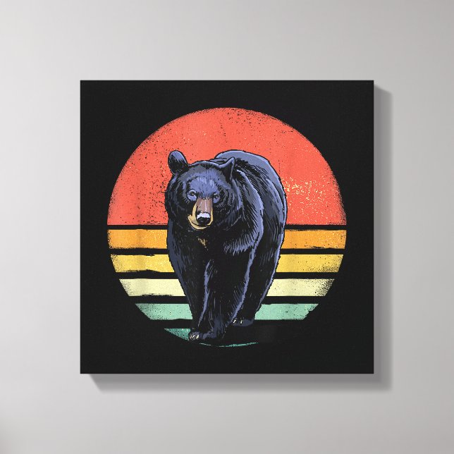 Retro Vintage Black Bear Canvas Print (Front)