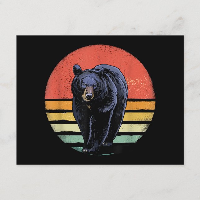 Retro Vintage Black Bear Enclosure Card (Front)