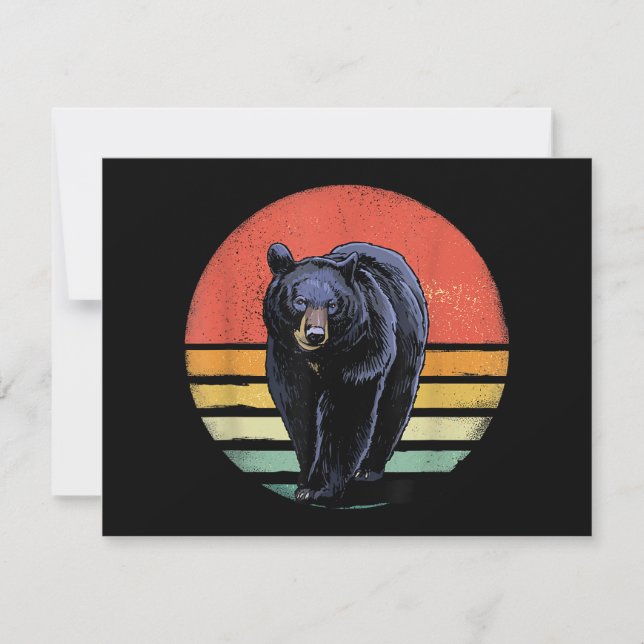 Retro Vintage Black Bear Invitation (Front)