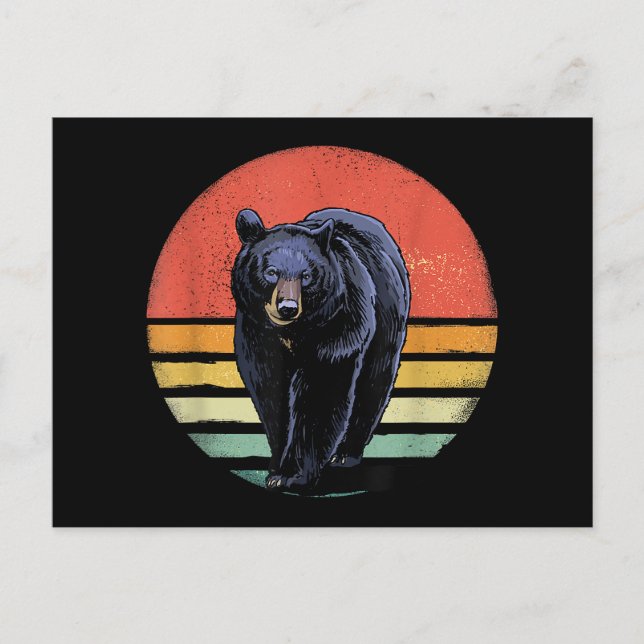 Retro Vintage Black Bear Postcard (Front)