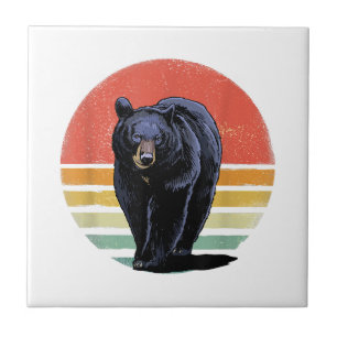Retro Vintage Black Bear Tile
