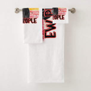 Retro Vintage Black Cat Ew People Bath Towel Set