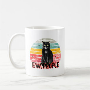 Retro Vintage Black Cat Ew People Coffee Mug