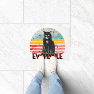 Retro Vintage Black Cat Ew People Doormat