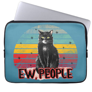 Retro Vintage Black Cat Ew People Laptop Sleeve