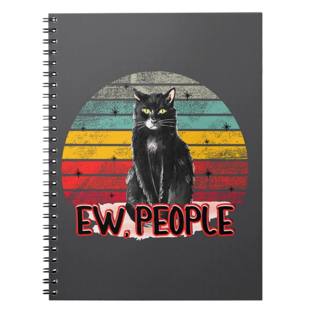 Retro Vintage Black Cat Ew People Notebook (Front)