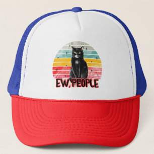 Retro Vintage Black Cat Ew People Trucker Hat