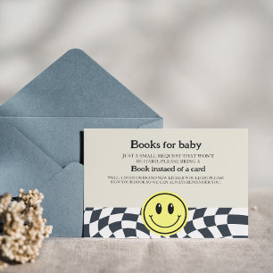 Retro Vintage black & white chequered Books for ba Invitation