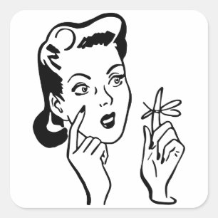 Retro Vintage Black & White Don't Forget Woman Square Sticker