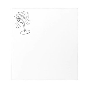 Retro Vintage Black & White Glass of Champagne Notepad