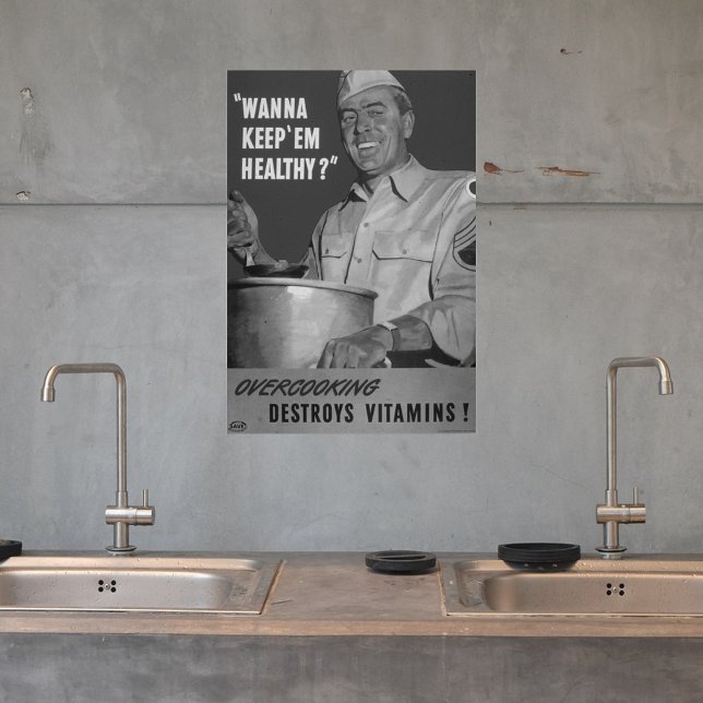 Retro Vintage Black White WWII Food Kitchen Poster (Creator Uploaded)