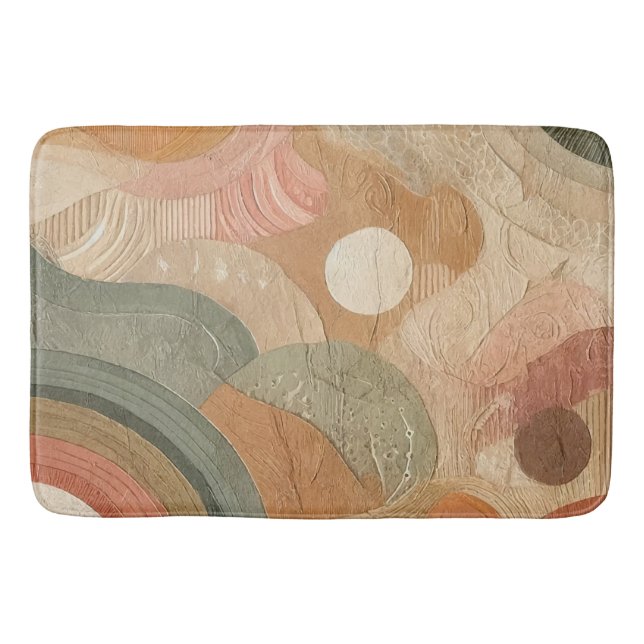 Retro Vintage Bohemian Earthy Abstract Design Bath Mat (Front)