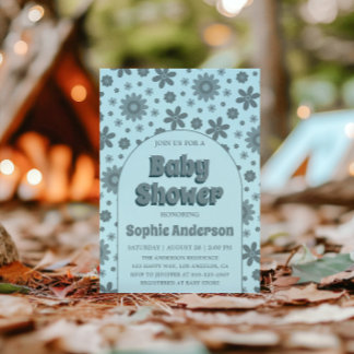 Retro Vintage Boho Daisy 70s Baby Shower  Invitation