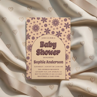 Retro Vintage Boho Daisy 70s Baby Shower  Invitation