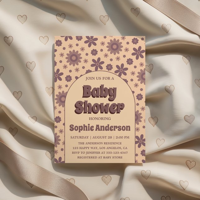 Retro Vintage Boho Daisy 70s Baby Shower  Invitation (Creator Uploaded)