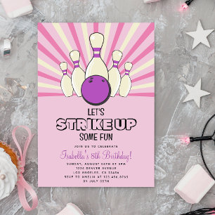 Retro Vintage Bowling Kids Birthday Party Invitation