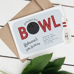 Retro Vintage Bowling Theme Birthday Party Invitation<br><div class="desc">Cute and creative bowling alley birthday for kids or adults invitations feature "let the good times bowl" across the top in retro lettering with a bowling ball in place of the letter "O". Personalize with your bowling theme birthday party details beneath. The date and time appear on a vintage style...</div>