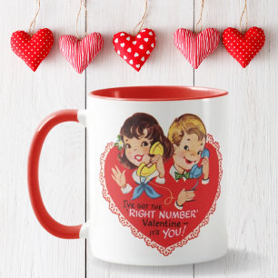 Retro Vintage Boy Girl Valentine's Day Mug