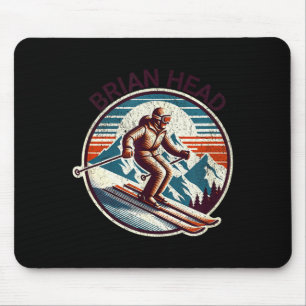 Retro vintage brian head utah ski resort winter mouse pad