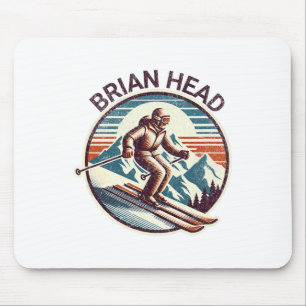 Retro Vintage Brian Head Utah Ski Resort Winter Sk Mouse Pad