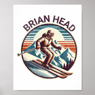 Retro Vintage Brian Head Utah Ski Resort Winter Sk Poster