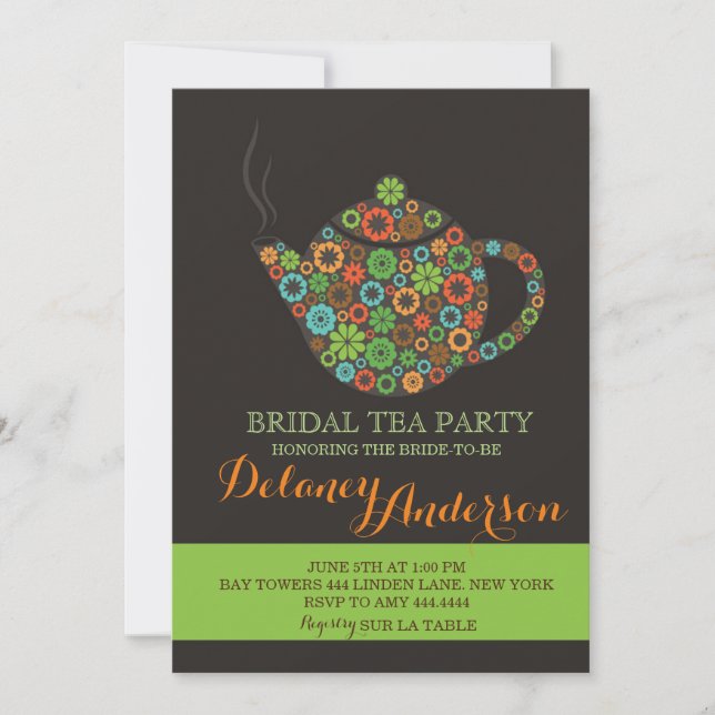 Retro Vintage Bridal Tea Party Invitations (Front)