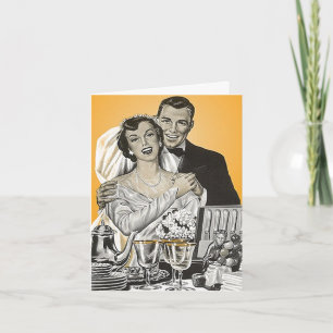 Retro Vintage Bride & Groom Gifts Thank You Cards