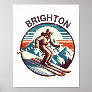 Retro vintage brighton utah ski resort winter poster