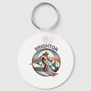 Retro Vintage Brighton Utah Ski Resort Winter Skii Keychain
