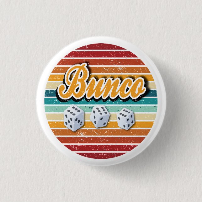 Retro Vintage Bunco 1 Inch Round Button (Front)
