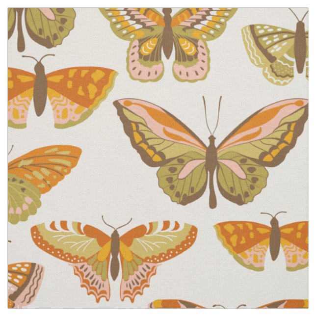 Retro Vintage Butterflies  Fabric (Swatch)