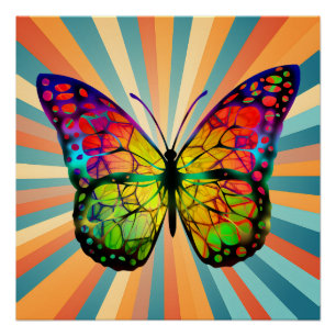 RETRO VINTAGE BUTTERFLY ABSTRACT POSTER