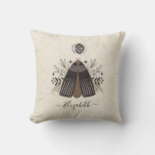 Retro Vintage Butterfly Moth  Throw Pillow